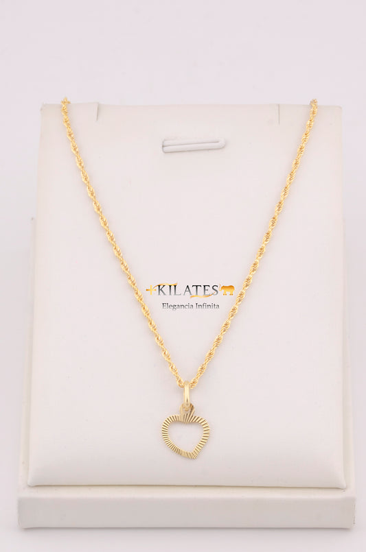 "CADENA PARA DAMA ESTILO LAZO CON DIJE DE CORAZON  DORADO. ORO 10K #775-3684"