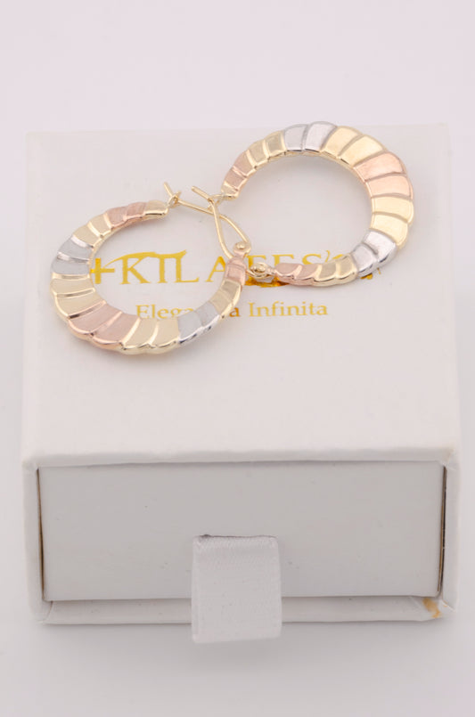 ARGOLLAS PARA DAMA ESTILO 3 OROS. ORO 10K #775-3698