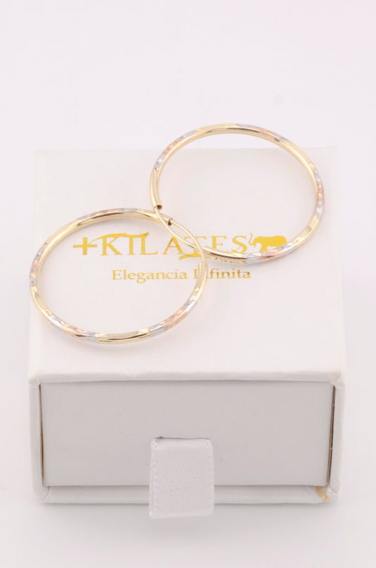 ARGOLLAS PARA DAMA ESTILO 3 OROS. ORO 10K #775-3699