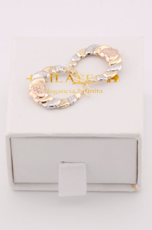 ARGOLLAS PARA DAMA ESTILO 3 OROS. ORO 10K #775-3700