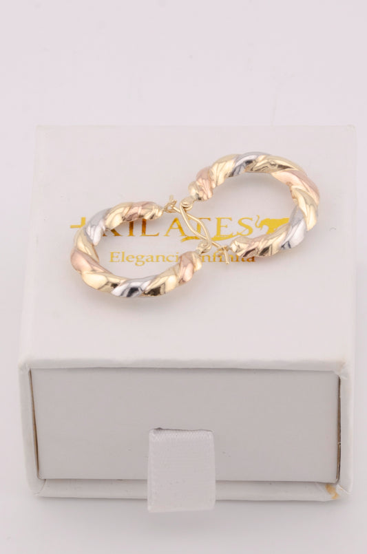 ARGOLLAS PARA DAMA ESTILO 3 OROS. ORO 10K #775-3703