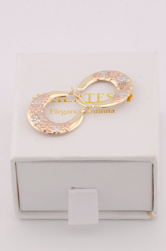 ARGOLLAS PARA DAMA ESTILO 3 OROS. ORO 10K #775-3704