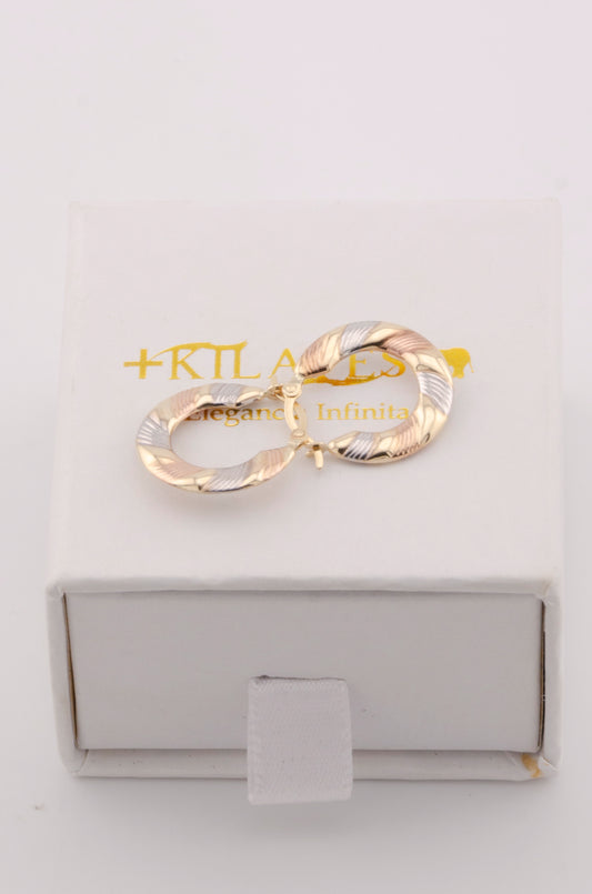 ARGOLLAS PARA DAMA ESTILO 3 OROS. ORO 10K #775-3713