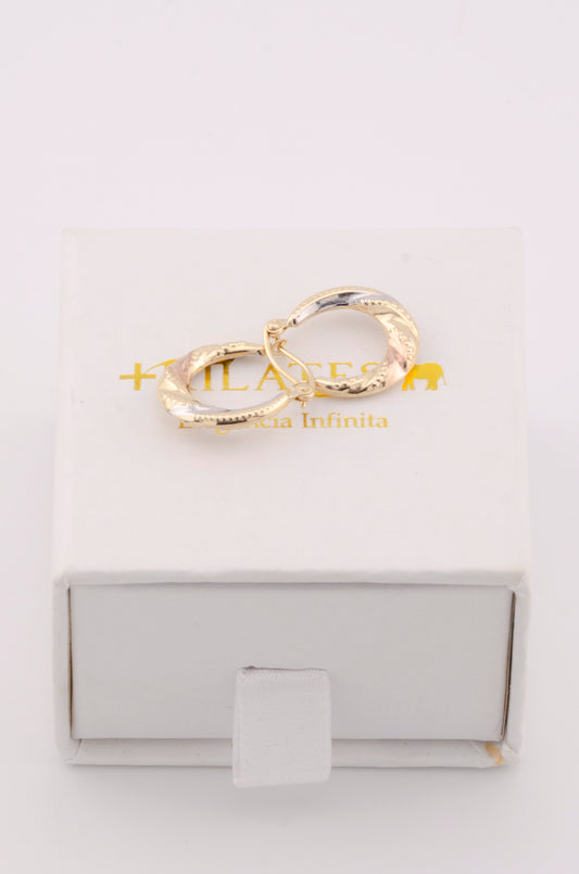 ARGOLLAS PARA DAMA ESTILO 3 OROS. ORO 10K #775-3717