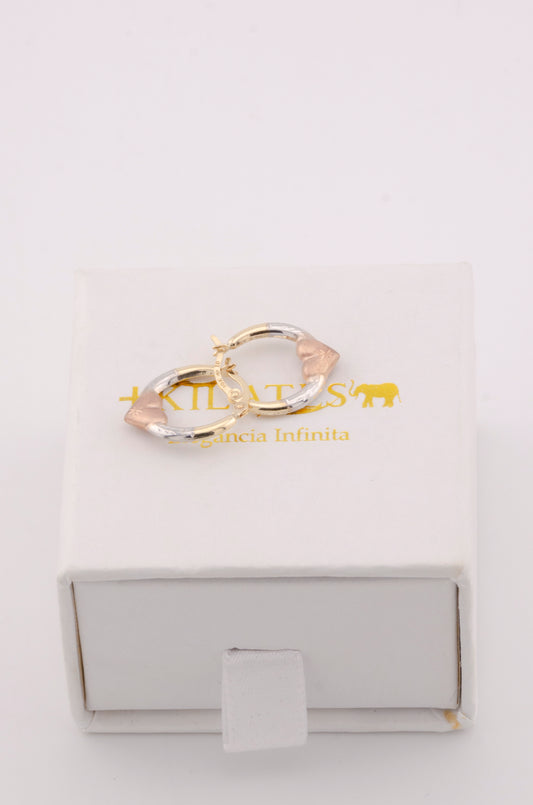 ARGOLLAS PARA DAMA ESTILO 3 OROS. ORO 10K #775-3718