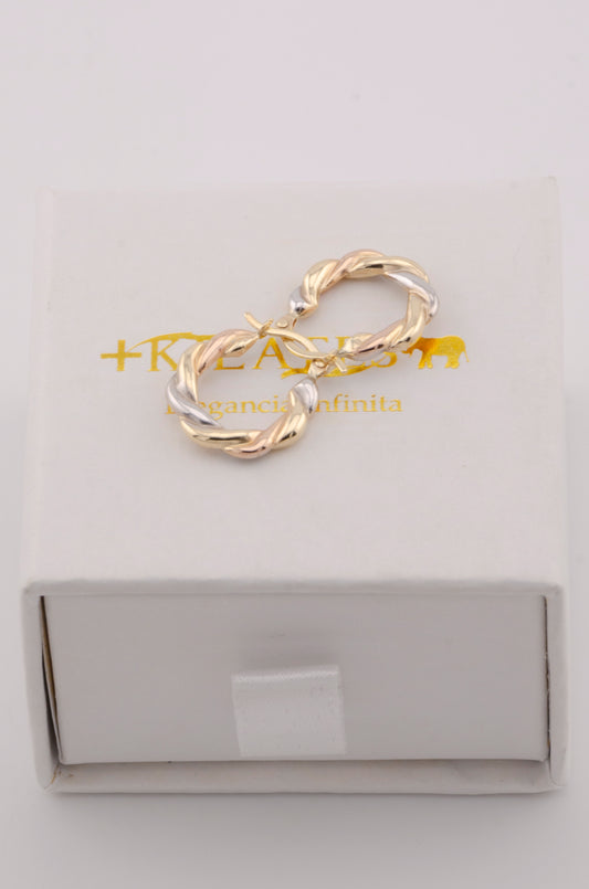 ARGOLLAS PARA DAMA ESTILO 3 OROS. ORO 10K #775-3720