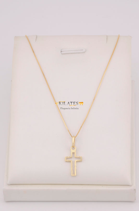 "CADENA PARA DAMA DE 50CM ESTILO FINITA CON DIJE DE CRUZ CON JESUCRISTO. ORO 10K #775-3733"