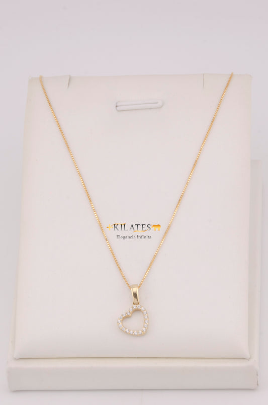 "CADENA PARA DAMA DE 50CM ESTILO FINITA CON DIJE DE CORAZON CON ZIRCONIA BLANCA. ORO 10K #775-3737"