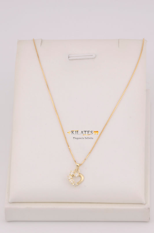 "CADENA PARA DAMA DE 50CM ESTILO FINITA CON DIJE DE CORAZON CON PIEDRAS DE ZIRCONIA BLANCA. ORO 10K #775-3739"