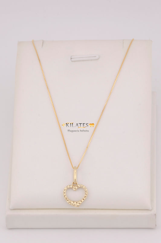 "CADENA PARA DAMA DE 50CM ESTILO FINITA CON DIJE DE CORAZON DORADO. ORO 10K #775-3741"