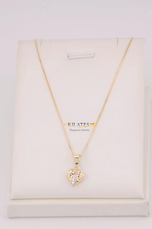 "CADENA PARA DAMA DE 50CM ESTILO FINITA CON DIJE DE CORAZON 3 TONOS PEQUEÑO. ORO 10K #775-3742"