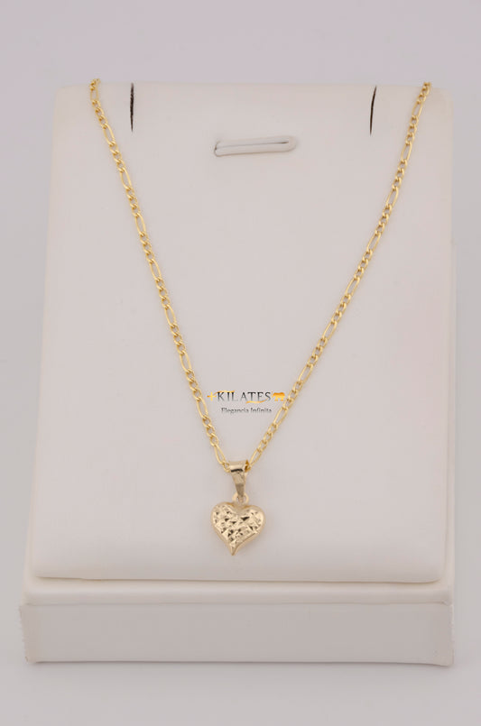 " CADENA PARA DAMA DE 50CM ESTILO 3+1 CON DIJE DE CORAZON DORADO PEQUEÑO. ORO 10K #775-3767"