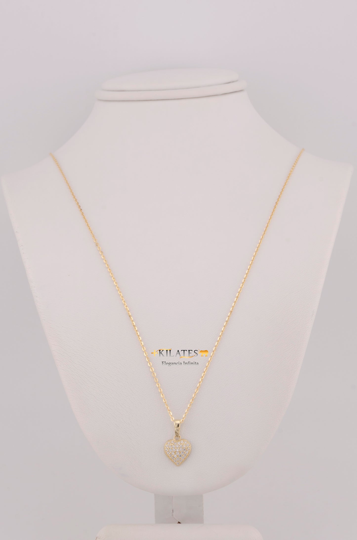 "CADENA DE 50CM PARA DAMA ESTILO CUADRADA SOLIDA CON DIJE DE CORAZON CON ZIRCONIA BLANCA. ORO 10K #775-3836"