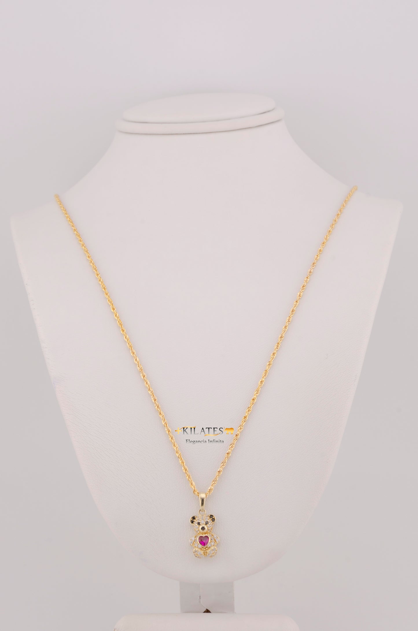 "CADENA DE 50CM PARA DAMA ESTILO LAZO CON DIJE DE OSO PEQUEÑO. ORO 10K #775-3823"