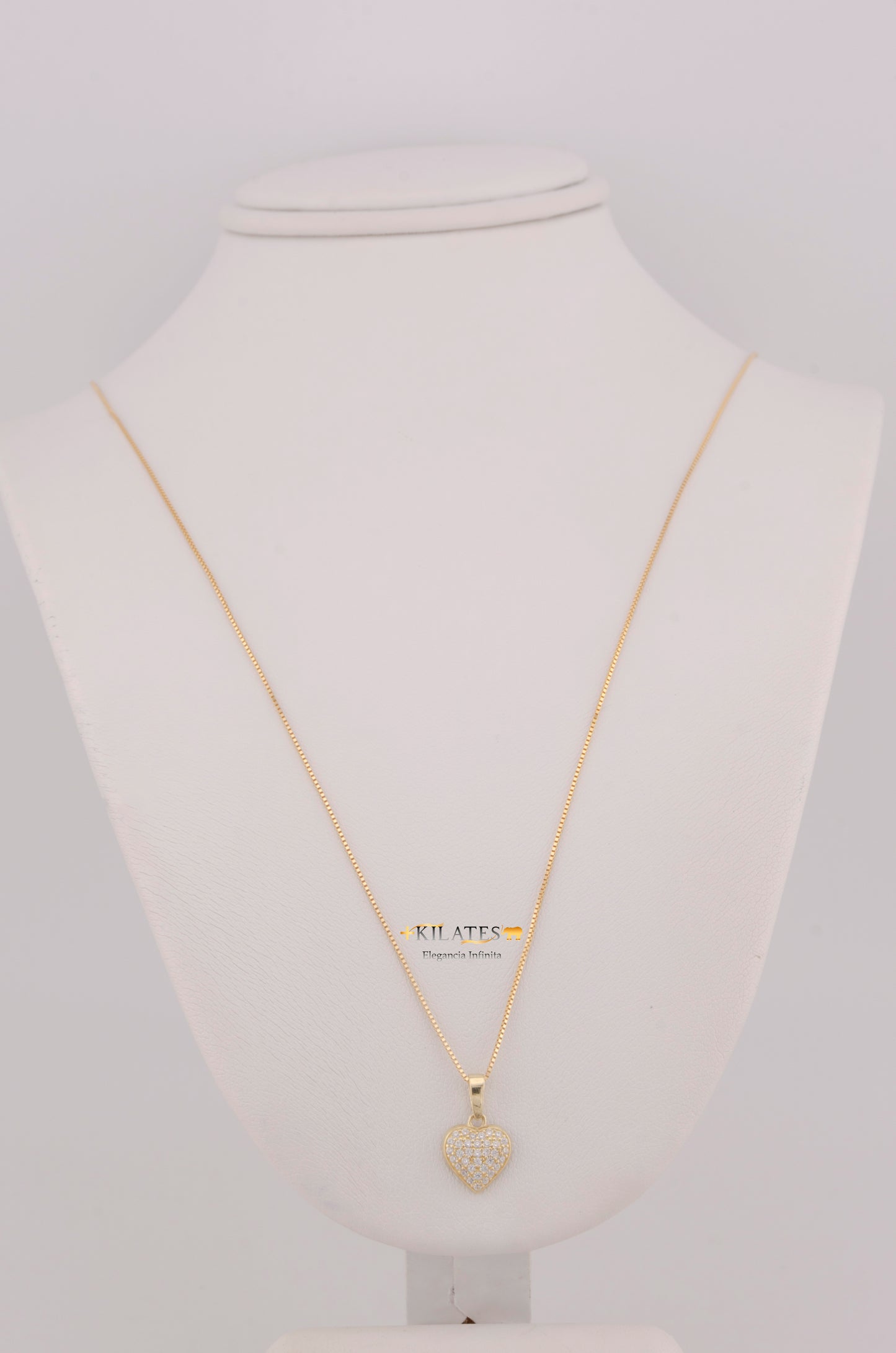 "CADENA DE 50CM PARA DAMA ESTILO FINITA CON DIJE DE CORAZON CON ZIRCONIA BLANCA. ORO 10K #775-3837"