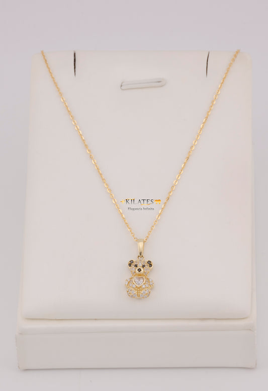 "CADENA DE 50CM PARA DAMA ESTILO CUADRADA SOLIDA CON DIJE DE OSO PEQUEÑO. ORO 10K #775-3816"