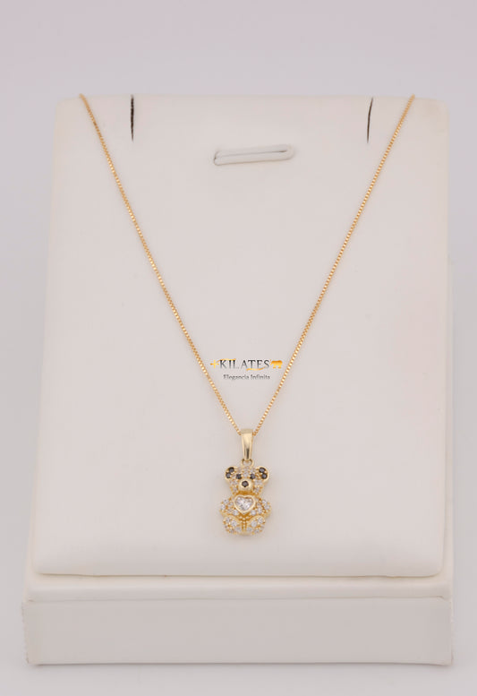 "CADENA DE 50CM PARA DAMA ESTILO FINITA CON DIJE DE OSO PEQUEÑO. ORO 10K #775-3817"