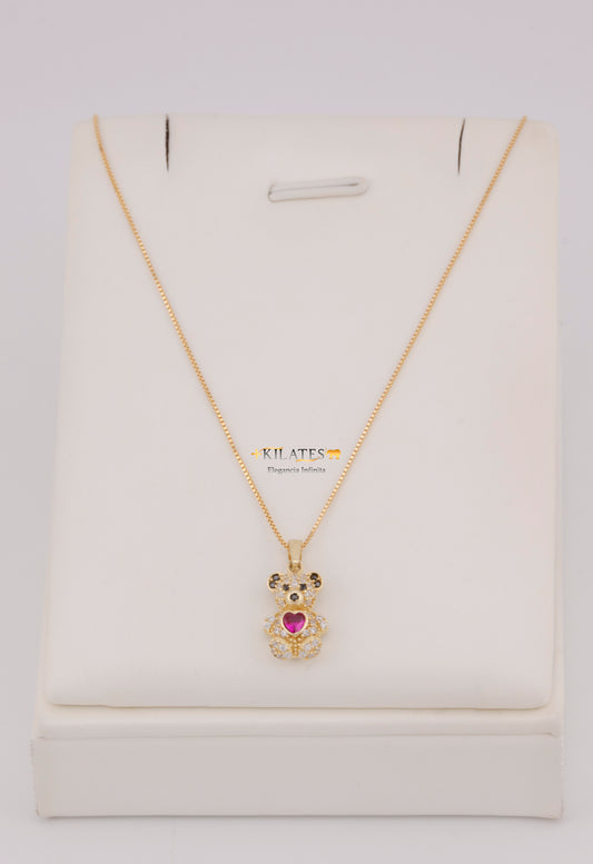 "CADENA DE 50CM PARA DAMA ESTILO FINITA CON DIJE DE OSO PEQUEÑO. ORO 10K #775-3822"