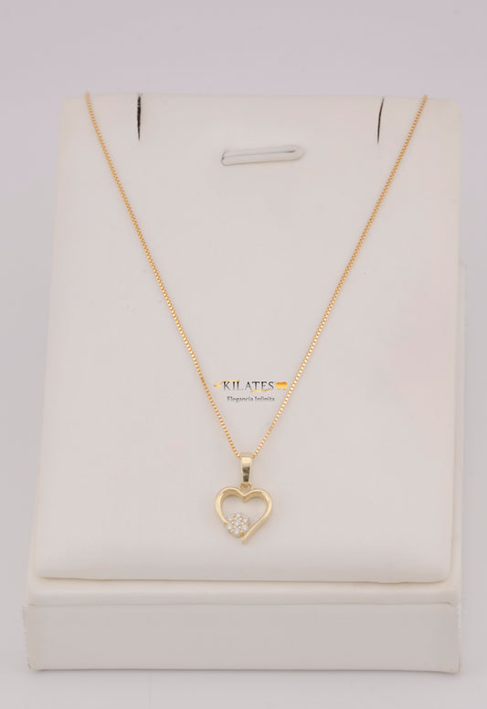 "CADENA DE 50CM PARA DAMA ESTILO FINITA CON DIJE DE CORAZON CON ZIRCONIA BLANCA. ORO 10K #775-3832"