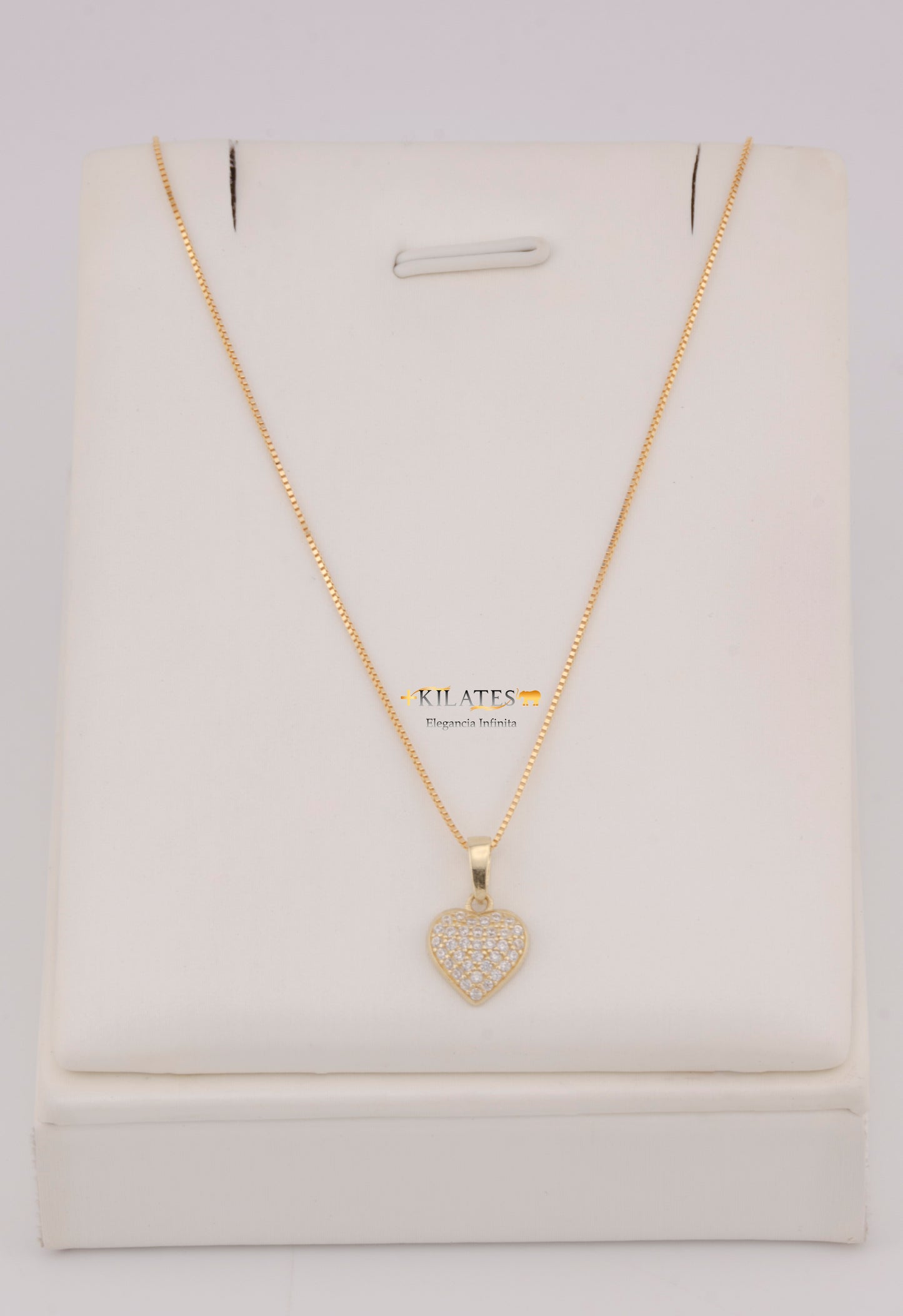 "CADENA DE 50CM PARA DAMA ESTILO FINITA CON DIJE DE CORAZON CON ZIRCONIA BLANCA. ORO 10K #775-3837"