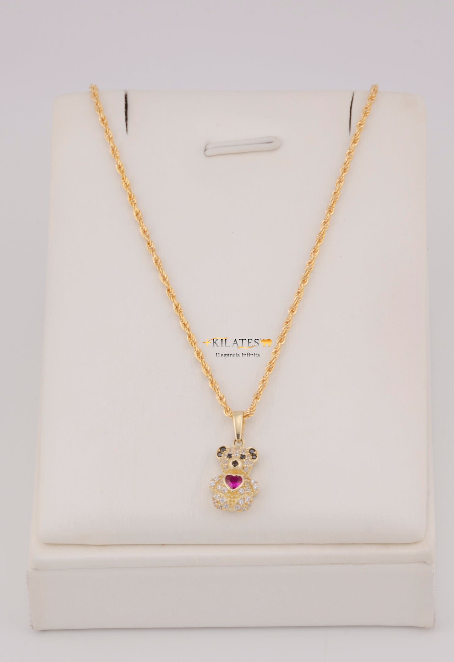 "CADENA DE 50CM PARA DAMA ESTILO LAZO CON DIJE DE OSO PEQUEÑO. ORO 10K #775-3823"