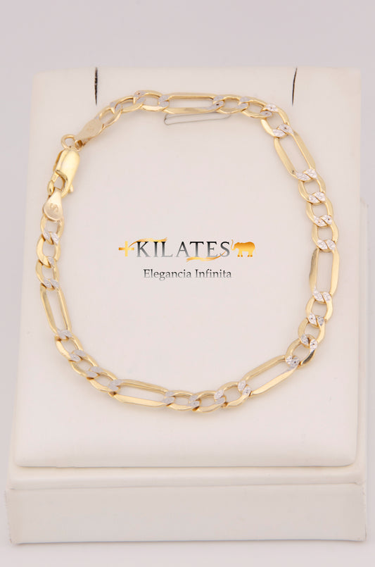 "PULSERA PARA ADULTO DE 20CM ESTILO 3+1 DIAMANTADA. ORO 10K #775-3851"