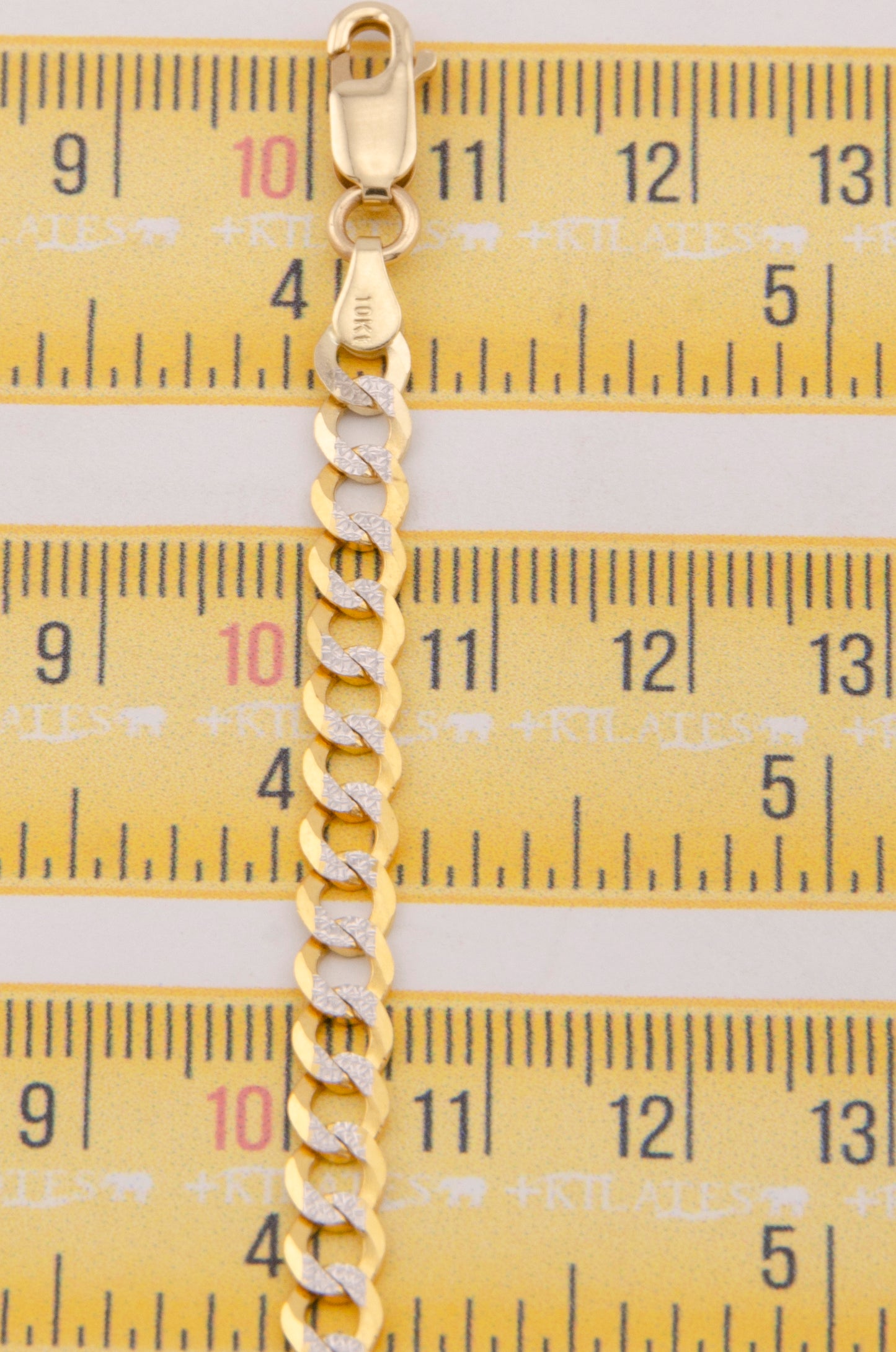 "PULSERA PARA ADULTO DE 21 CM ESTILO CUBANA DIAMANTADA SOLIDA. ORO 10K #775-3853"