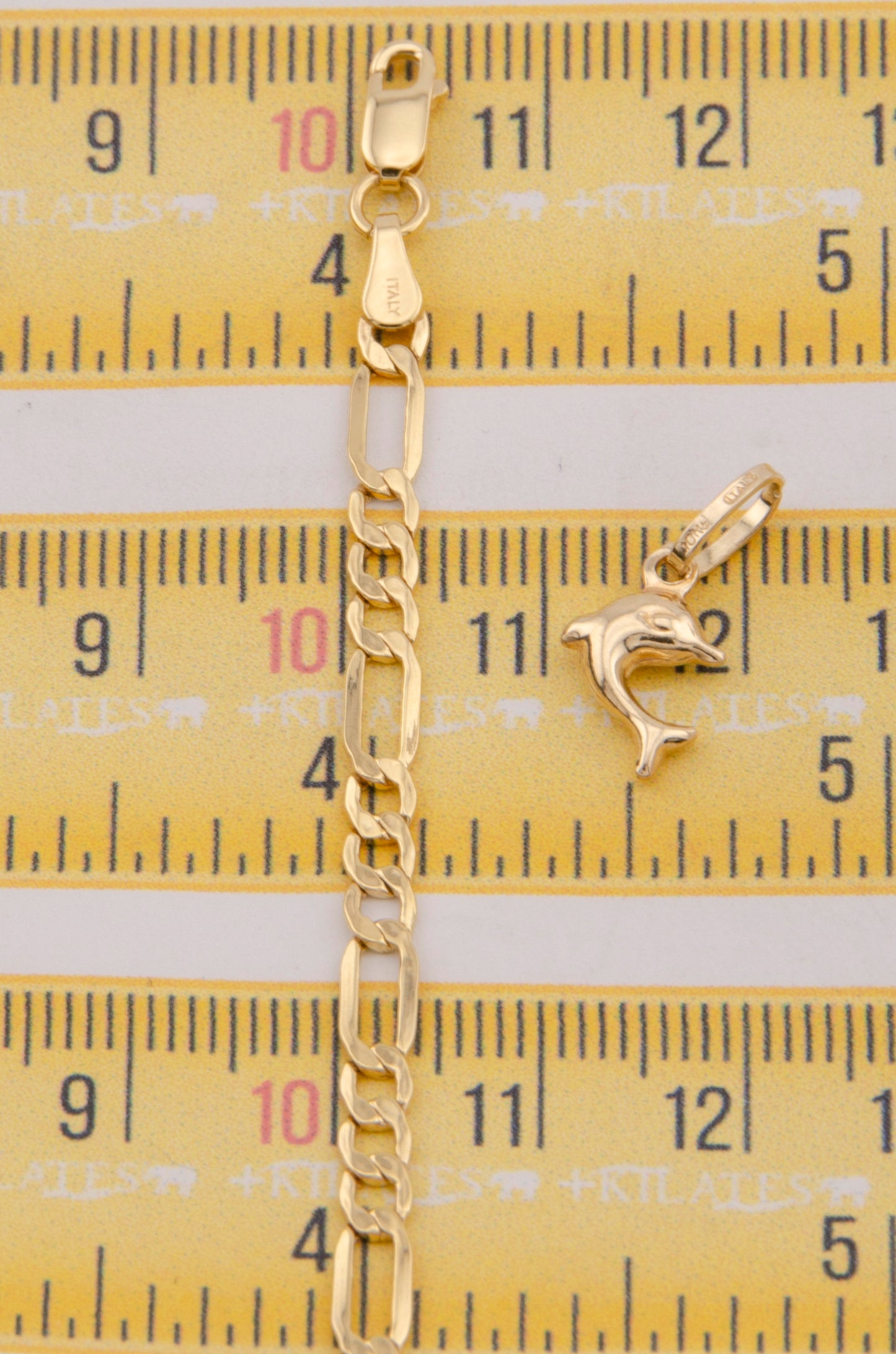 "CADENA PARA NIÑO DE 40CM ESTILO 3+1 CON DIJE DE DELFIN PEQUEÑO. ORO 10K #775-3880"