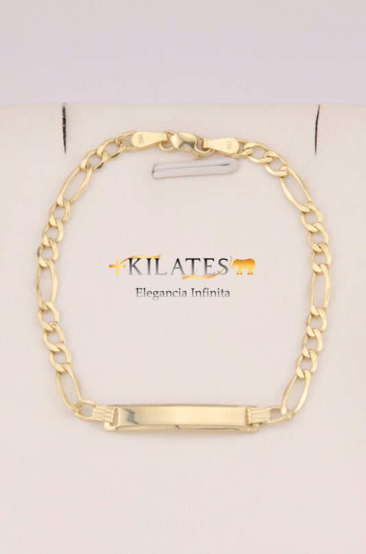 "PULSERA PARA NIÑO DE 15.9CM ESTILO 3+1 CON PLACA. ORO 10K #775-3882"