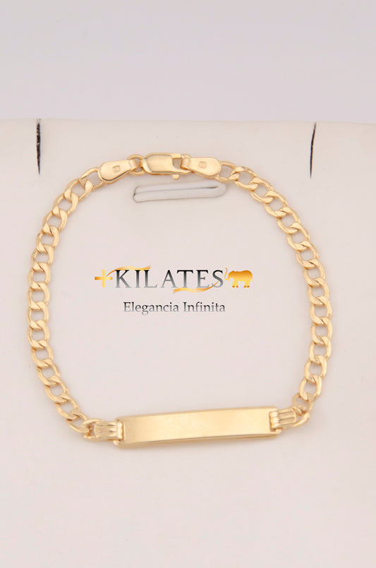 "PULSERA PARA NIÑO DE 14.5CM ESTILO CUBANA CON PLACA. ORO 10K #775-3883"