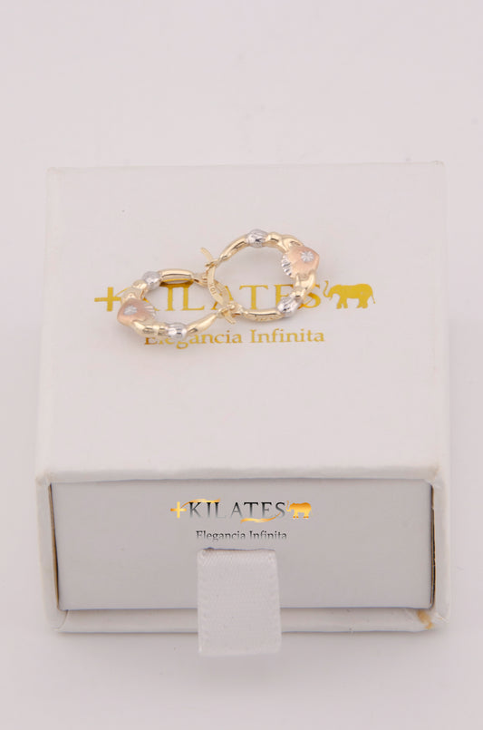 "ARGOLLA PEQUEÑAS PARA NIÑA ESTILO 3 OROS. ORO 1OK #775-3885"