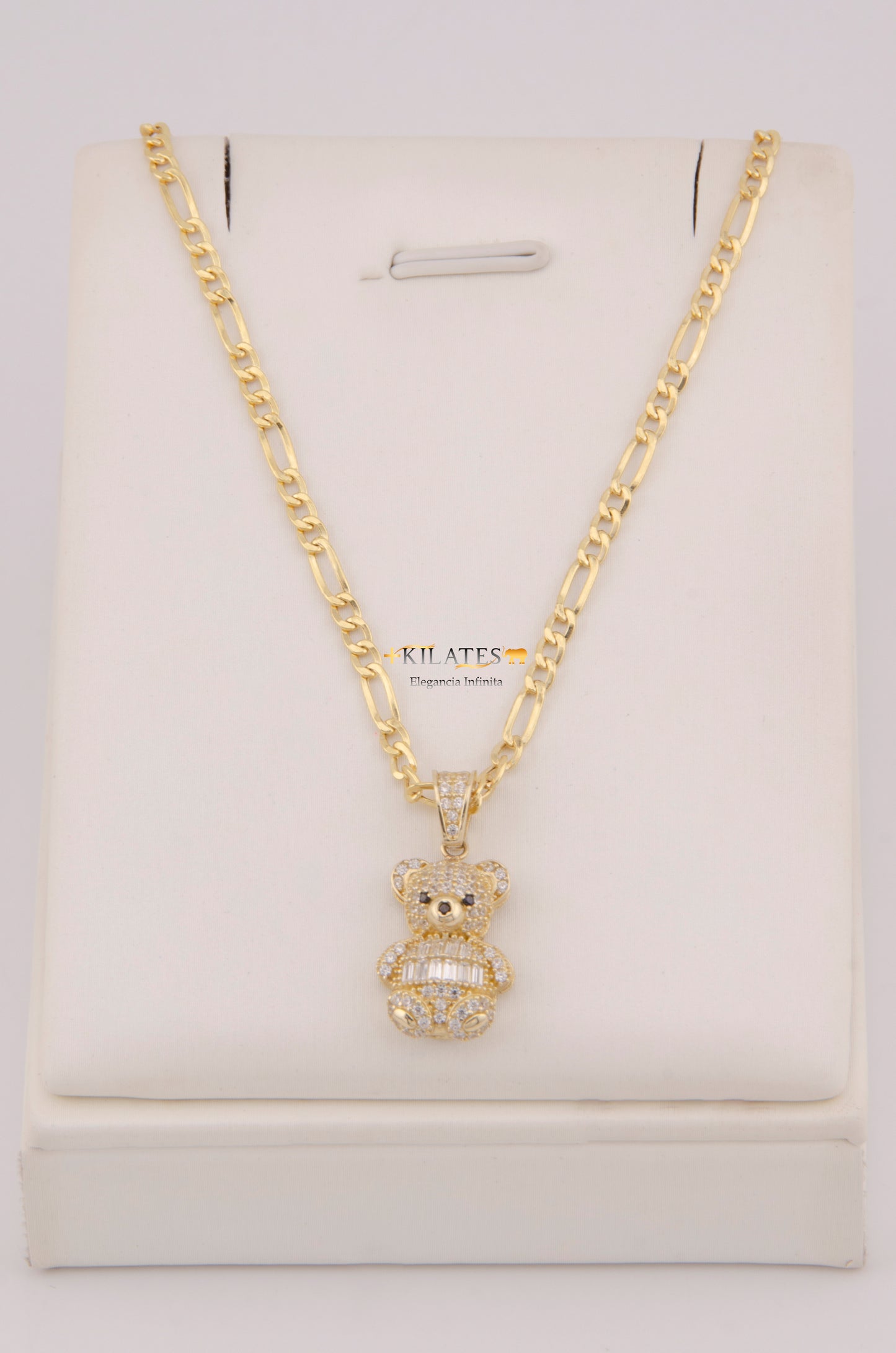"CADENA DE 50CM PARA DAMA ESTILO 3+1 CON DIJE DE OSO. ORO 10K #775-3900"