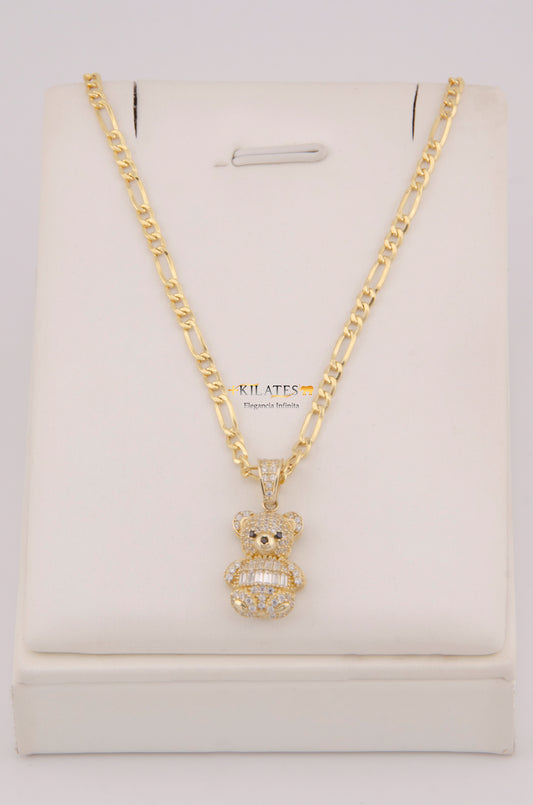 "CADENA DE 50CM PARA DAMA ESTILO 3+1 CON DIJE DE OSO. ORO 10K #775-3900"