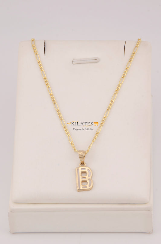 " CADENA DE 50CM PARA DAMA ESTILO 3+1 CON INICIAL B . ORO 10K #775-3935"