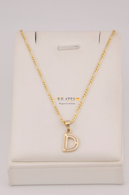 " CADENA DE 50CM PARA DAMA ESTILO 3+1 CON INICIAL D . ORO 10K #775-3936"