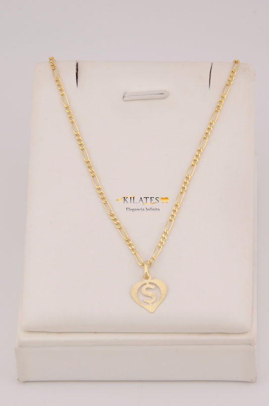 CADENA DE 50CM PARA DAMA ESTILO 3+1 CON INICIAL S . ORO 10K #775-3938