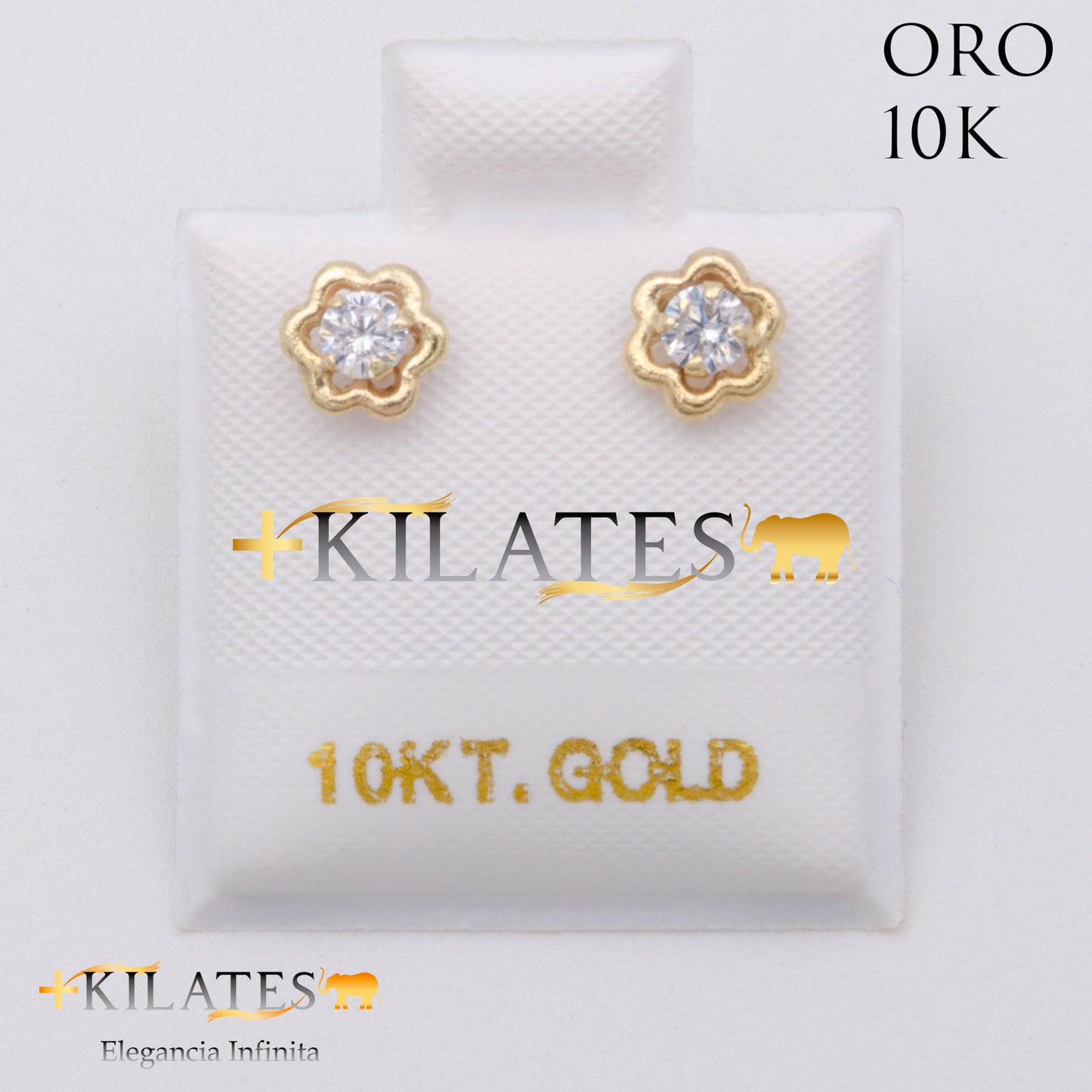 ARETES PREMIUM GARDENIA BLANCO PEQUEÑO. ORO 10K