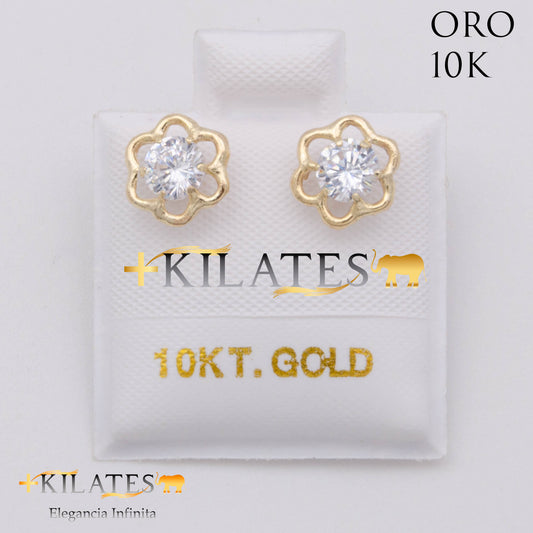 ARETES PREMIUM GARDENIA BLANCO MEDIANO. ORO 10K