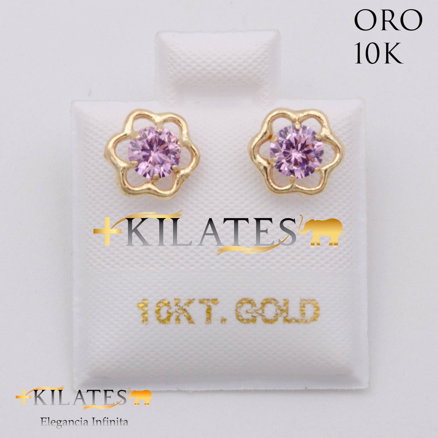 ARETES PREMIUM GARDENIA ROSADO MEDIANO. ORO 10K