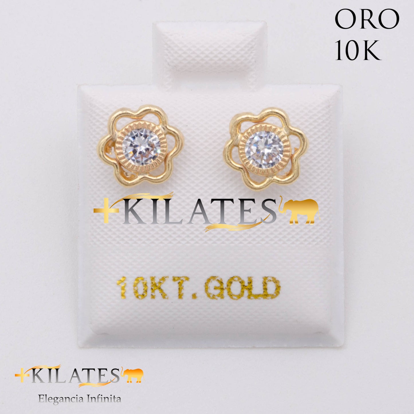 ARETES PREMIUM GARDENIA BLANCO MEDIANO. ORO 10K