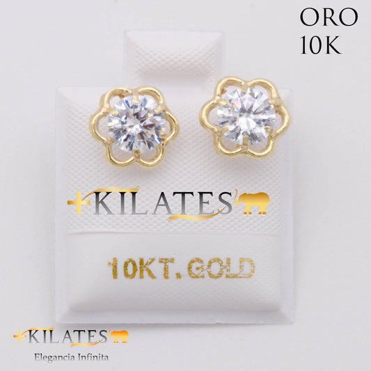 ARETES PREMIUM GARDENIA BLANCO GRANDE. ORO 10K