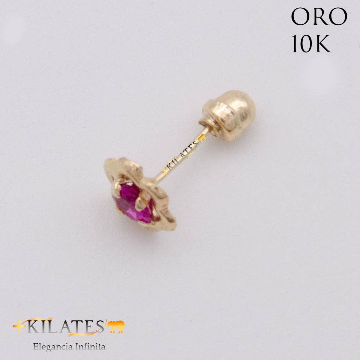 ARETES PREMIUM GARDENIA ROJO RUBÍ PEQUEÑO. ORO 10K