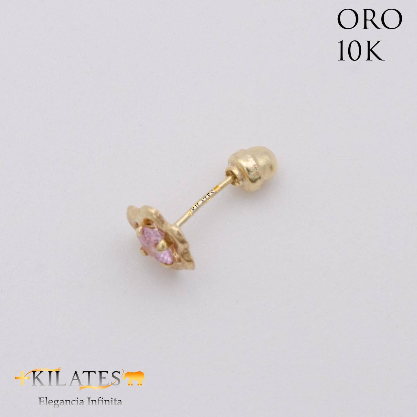 ARETES PREMIUM GARDENIA ROSADO PEQUEÑO. ORO 10K