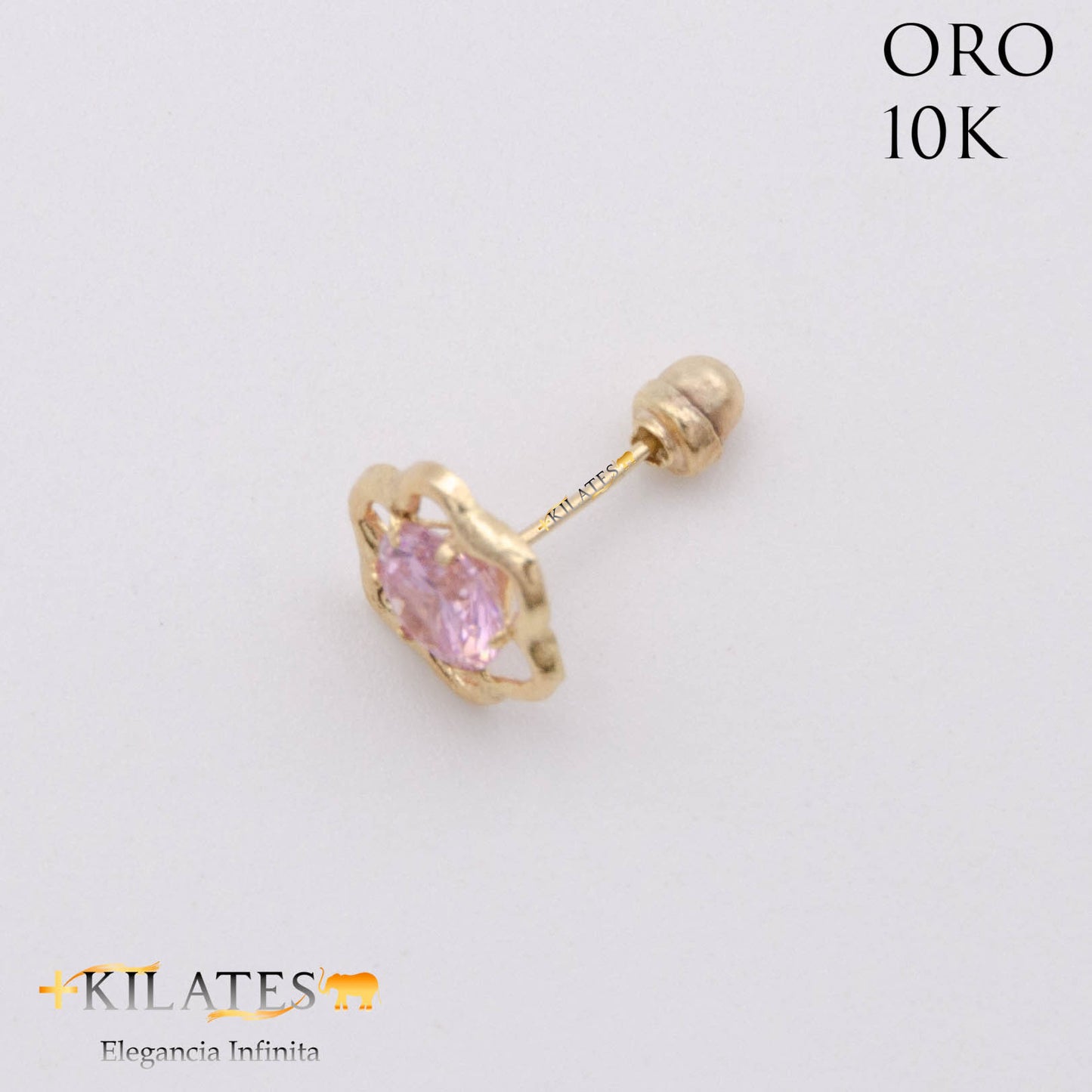 ARETES PREMIUM GARDENIA ROSADO MEDIANO. ORO 10K