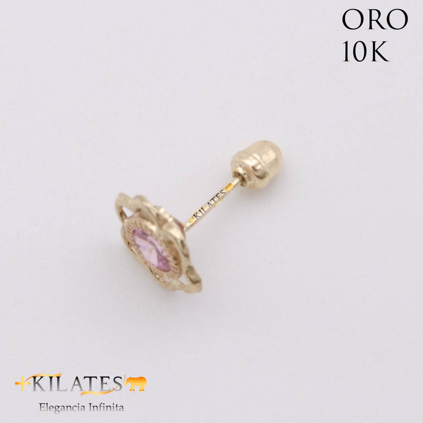 ARETES PREMIUM GARDENIA ROSADO MEDIANO. ORO 10K