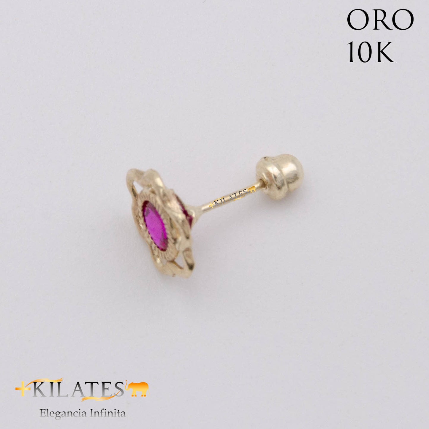 ARETES PREMIUM GARDENIA ROJO RUBÍ MEDIANO. ORO 10K