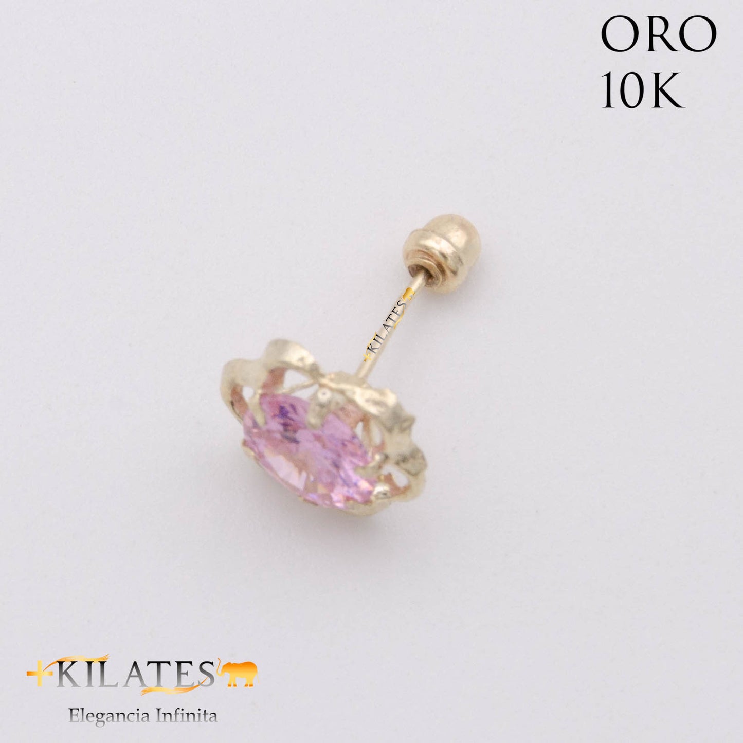 ARETES PREMIUM GARDENIA ROSADO GRANDE. ORO 10K