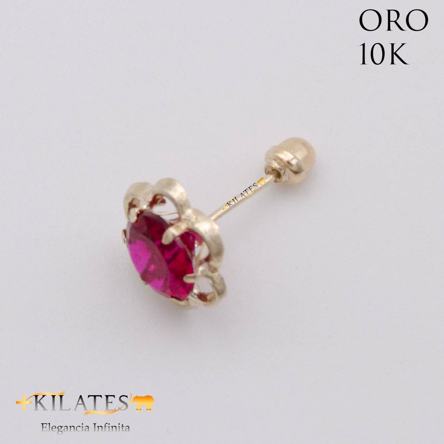 ARETES PREMIUM GARDENIA ROJO RUBÍ GRANDE. ORO 10K