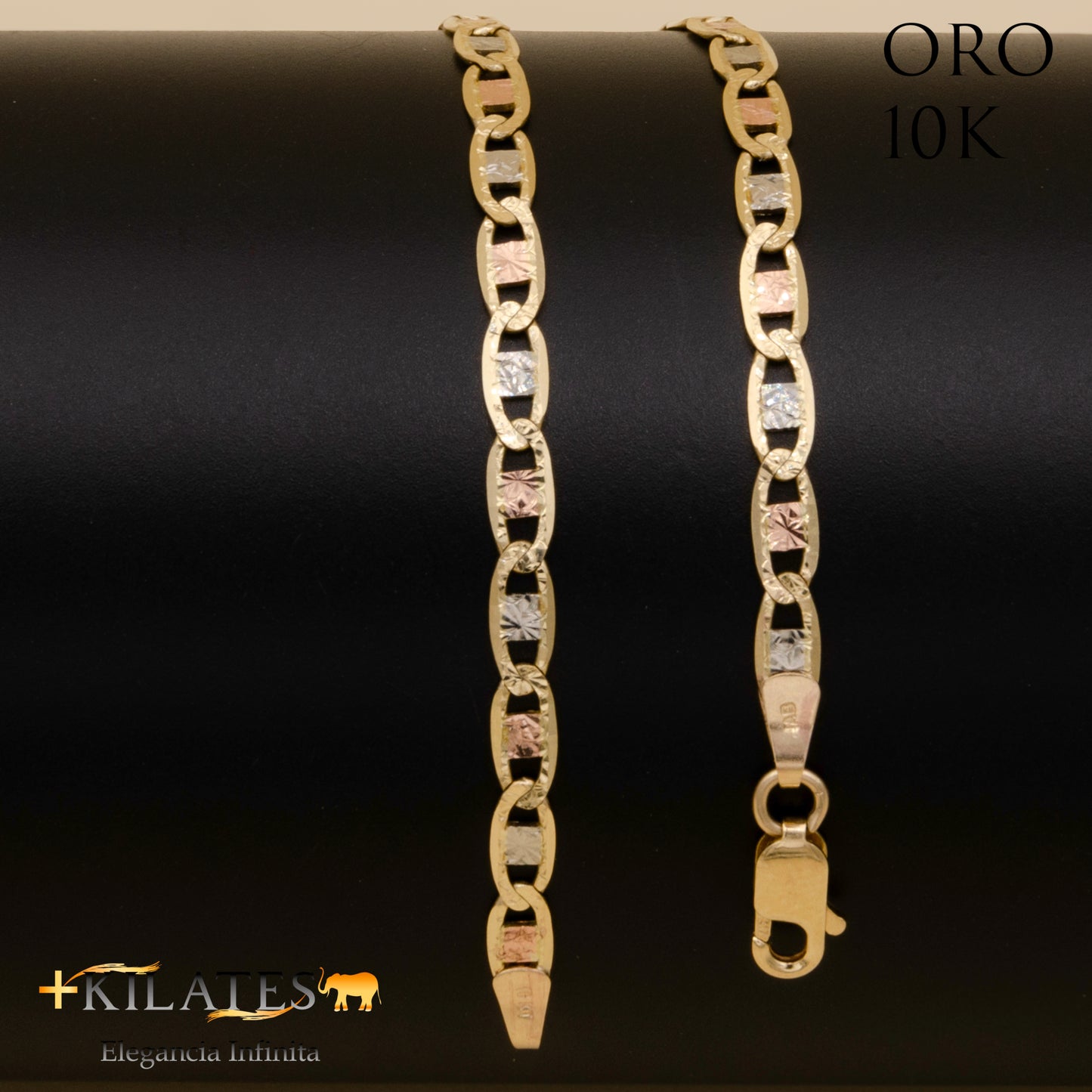 PULSERA DE ADULTO 21 CM ESTILOS 3 OROS. ORO 10 KILATES #775-1149