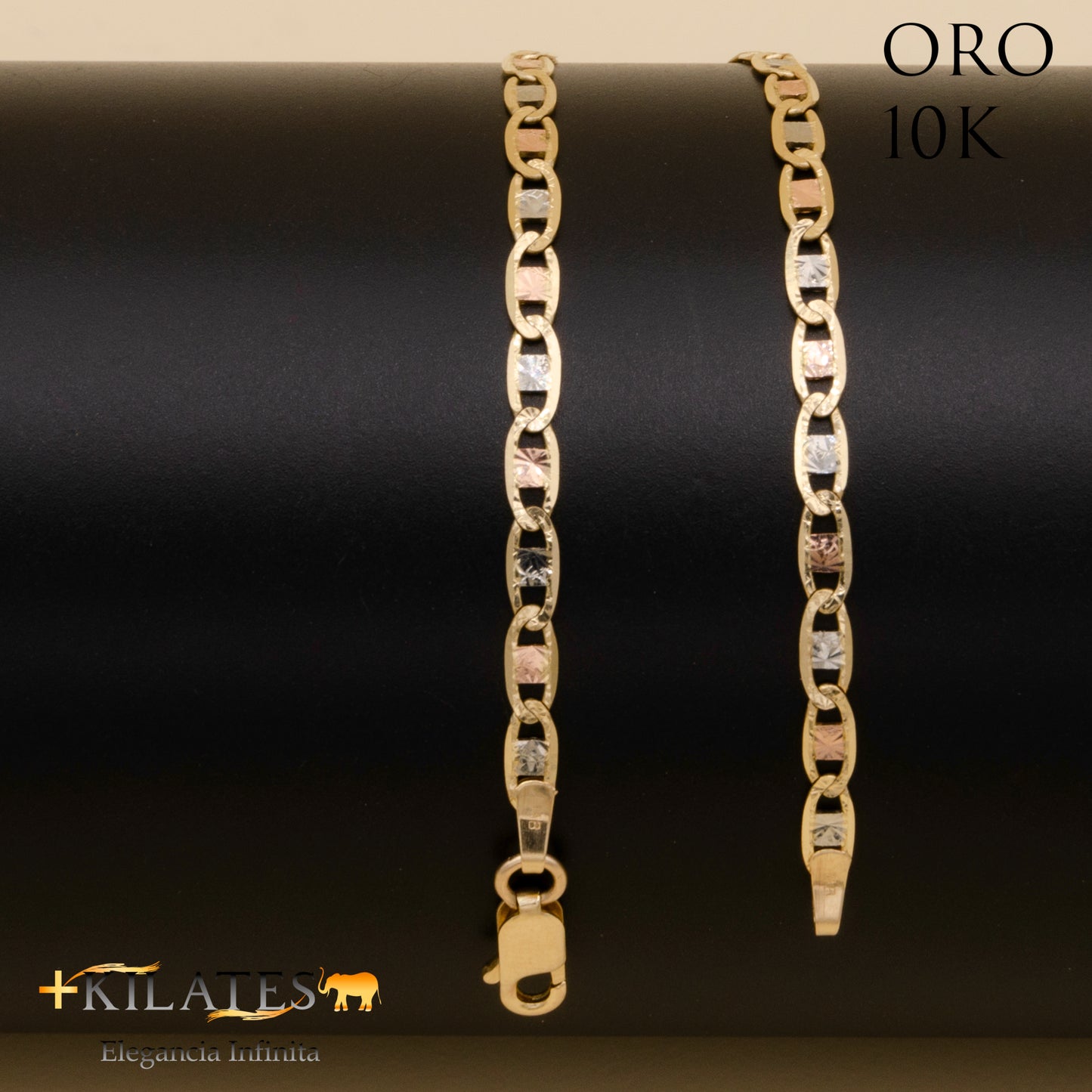 PULSERA DE ADULTO 21.5 CM ESTILO 3 OROS. ORO 10 KILATES #775-1150